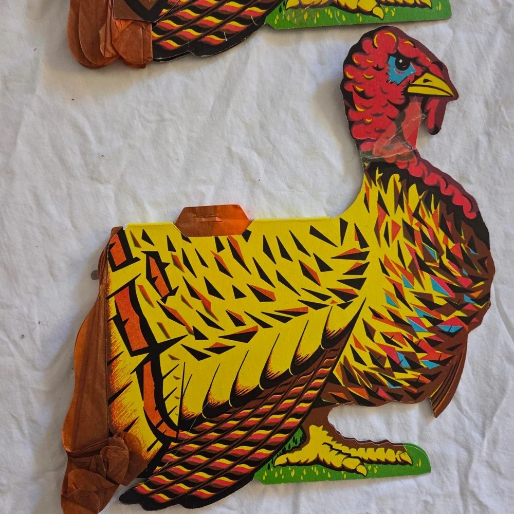 Vintage Thanksgiving Turkey Honeycomb Decoration table 2 Piece Set‎